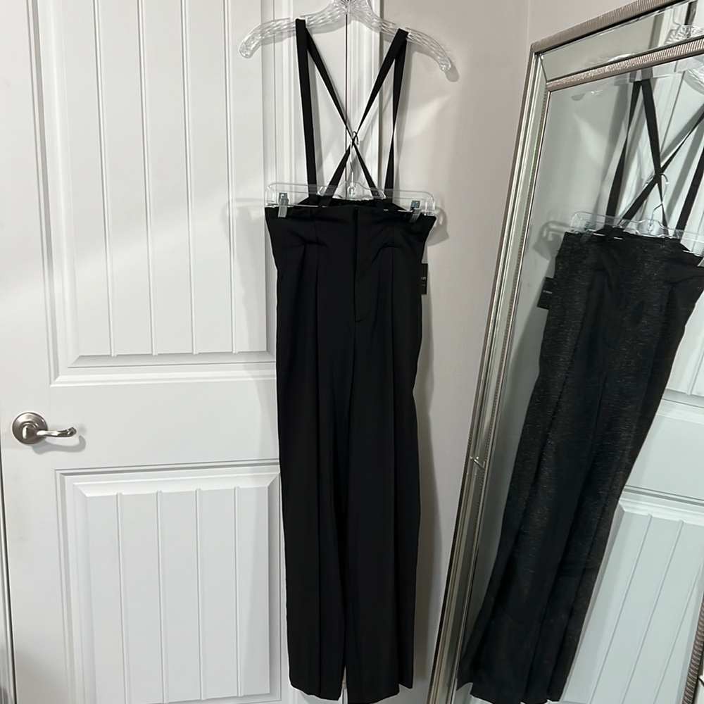 Forever 21 Woven Pants w/ detachable suspenders, Black, Size Medium